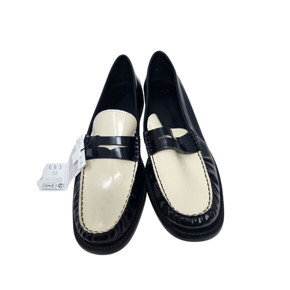 NEW MNG Mango 42 Two Toned Black White Penny Loafer Academia Classic Career - Picture 2 of 5